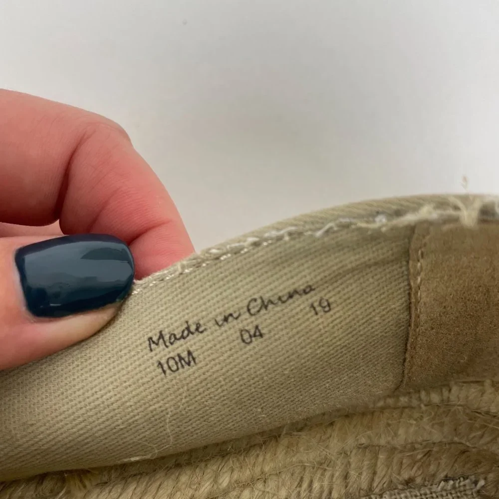 Jack Rogers Woman's Sz 10‎ Neural Tan Embroidered Espadrille Slide On Flats